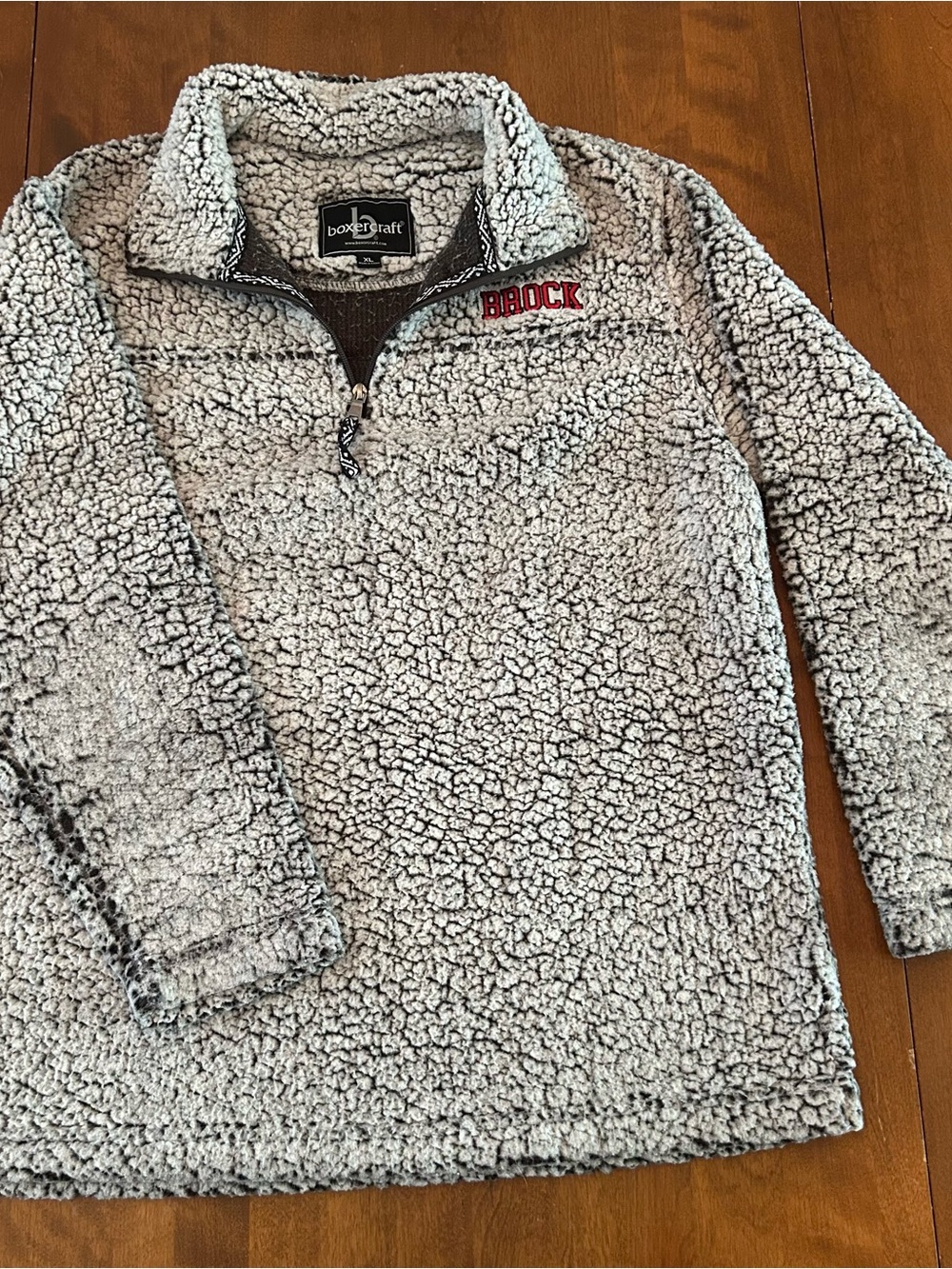 boxercraft Gray Sherpa Quarter-Zip Pullover with Brock Embroidery
